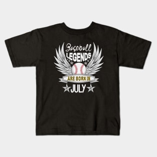 Baseball Legends Are Born July Kids T-Shirt